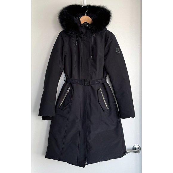 Mackage KAILYN flared down coat with blue fox fur hood Black Size XS